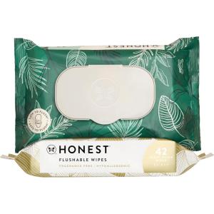 imageThe Honest Company Flushable Wipes for Sensitive Skin  Fragrance Free Hypoallergenic 99 Water Safe to Flush  pH Balanced Feminine Wipes  Tropical Leaves  Gilded Wings 84 Count 2 Packs of 42