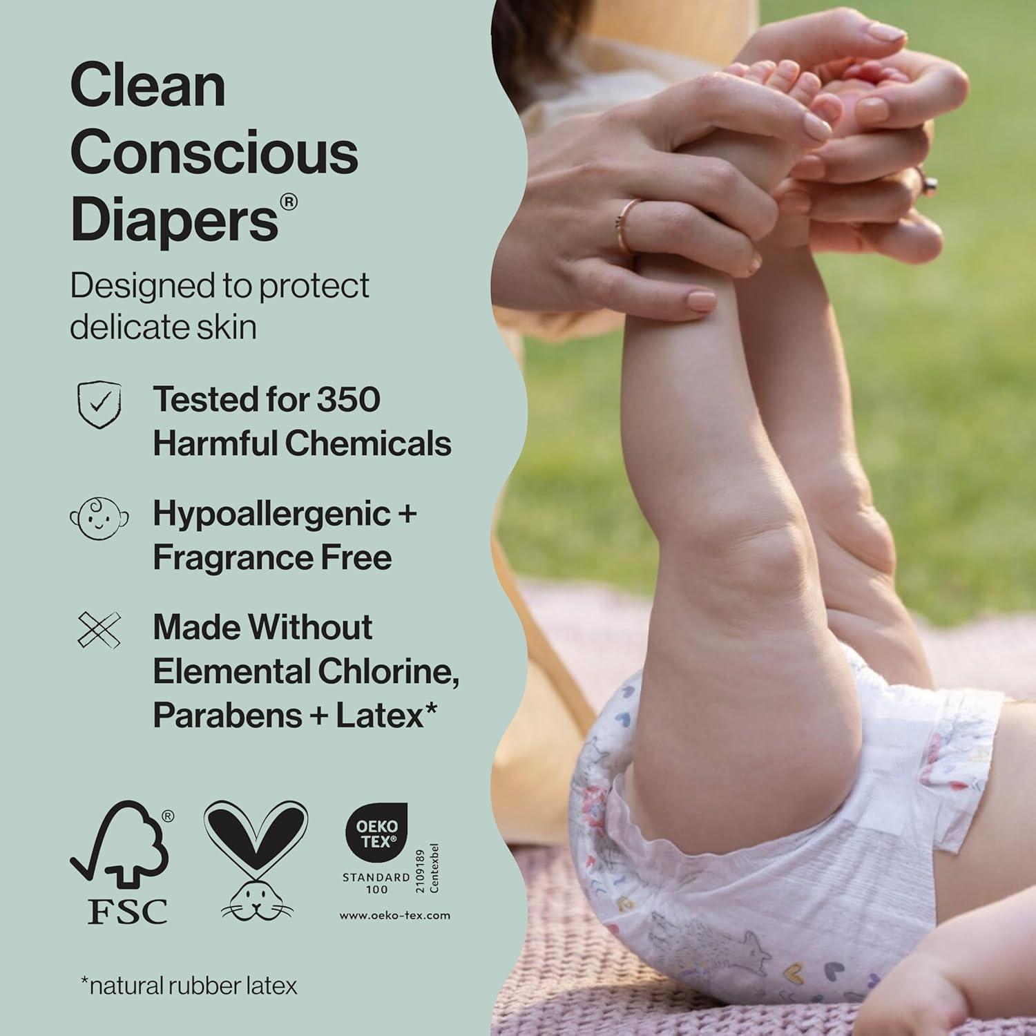 imageThe Honest Company Clean Conscious Diapers for Delicate Skin  Up to 100 Leakproof  Hypoallergenic Fragrance Free  Fall 25 Limited Edition Prints  Club Box Size 2 1218 lbs 72 Count