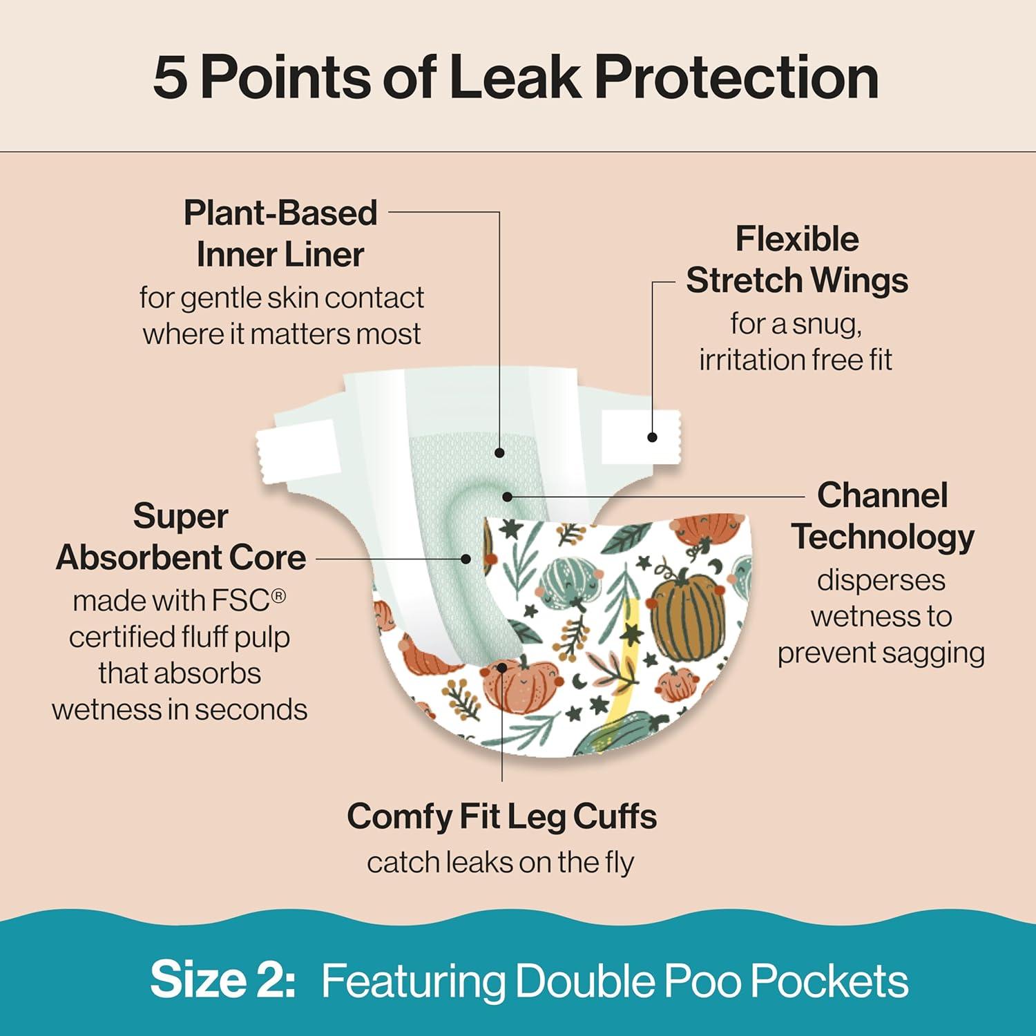 imageThe Honest Company Clean Conscious Diapers for Delicate Skin  Up to 100 Leakproof  Hypoallergenic Fragrance Free  Fall 25 Limited Edition Prints  Club Box Size 2 1218 lbs 72 Count