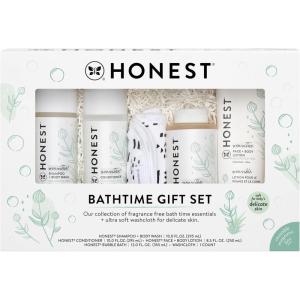 imageThe Honest Company Calm Lavender Bathtime Gift Set and Disney Design Hypoallergenic Bath for Sensitive Baby Skin Shampoo and Body Wash Face and Body Lotion Bubble Bath Conditioner SpongeBathtime  Fragrance Free