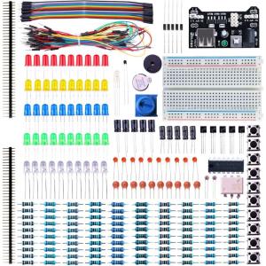 imageELEGOO Electronic Fun Kit Bundle with Breadboard Cable Resistor Capacitor LED Potentiometer total 235 Items for Arduino