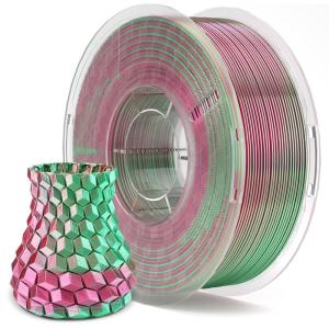 imageELEGOO Silk PLA Filament 175mm Bronze 1KG 3D Printer Filament Dimensional Accuracy  002mm 1kg Spool22lbs Fits for Most FDM 3D Printers1kg Silk Dual Colors Greenred