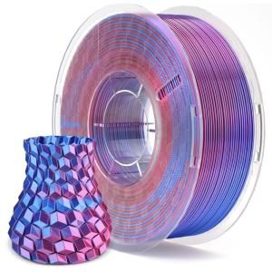 imageELEGOO Silk PLA Filament 175mm Bronze 1KG 3D Printer Filament Dimensional Accuracy  002mm 1kg Spool22lbs Fits for Most FDM 3D PrintersSilk Dual Blue Purple