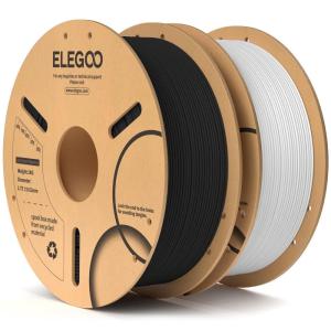 imageELEGOO PLA Filament 175mm Black 2KG 3D Printer Filament Dimensional Accuracy  002mm 2 Pack 1kg Cardboard Spool22lbs 3D Printing Filament Fits for Most FDM 3D Printers21kg Black  White