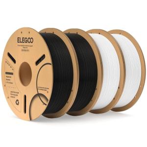 imageELEGOO PLA Filament 175mm Black 2KG 3D Printer Filament Dimensional Accuracy  002mm 2 Pack 1kg Cardboard Spool22lbs 3D Printing Filament Fits for Most FDM 3D Printers41kgblack  White