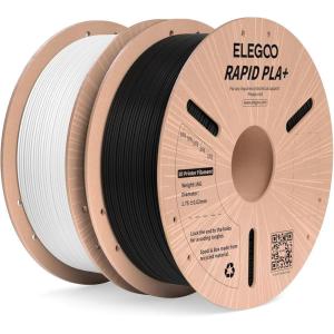 imageELEGOO Rapid PLA Plus Filament 175mm Black ampamp White 2KG PLA 3D Printer Filament for 30600 mms High Speed Printing Dimensional Accuracy  002 mm 2 Pack 1kg Spool22lbs21kg Black  White