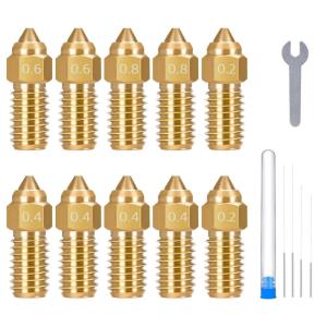 imageELEGOO 10pcs Multi Size Nozzles for Neptune 4 Plus4 Max 3D Printer Brass Hotend Nozzles 04060810mm with Cleaning KitsBrassNeptune 44 Pro