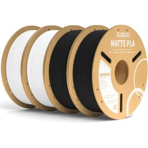 imageELEGOO Matte PLA Filament Teal Green 1KG 175mm 3D Printer Filament Dimensional Accuracy  002mm 1kg Carboard Spool 22lbs for Most FDM 3D PrintersBlack  White4 Pack