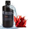 imageELEGOO 8K Water Washable 3D Printer Resin 405nm LCD UVCuring Photopolymer Resin Best for 8K12K14K Saturn MSLA DLP LCD 3D Printing 1000Gram Space GreyClear Red