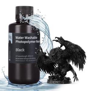 imageELEGOO 8K Water Washable 3D Printer Resin 405nm LCD UVCuring Photopolymer Resin Best for 8K12K14K Saturn MSLA DLP LCD 3D Printing 1000Gram Space GreyBlack