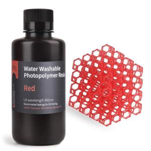 imageELEGOO 8K Water Washable 3D Printer Resin 405nm LCD UVCuring Photopolymer Resin Best for 8K12K14K Saturn MSLA DLP LCD 3D Printing 1000Gram Space GreyClear Red
