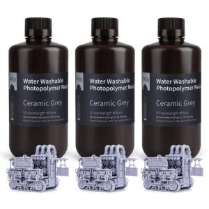 imageELEGOO 8K Water Washable 3D Printer Resin 405nm LCD UVCuring Photopolymer Resin Best for 8K12K14K Saturn MSLA DLP LCD 3D Printing 1000Gram Space GreyGrey