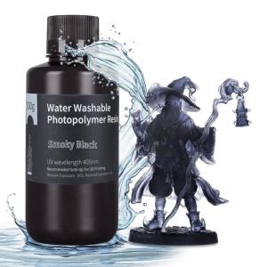 imageELEGOO 8K Water Washable 3D Printer Resin 405nm LCD UVCuring Photopolymer Resin Best for 8K12K14K Saturn MSLA DLP LCD 3D Printing 1000Gram Space GreySmoky Black