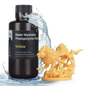 imageELEGOO 8K Water Washable 3D Printer Resin 405nm LCD UVCuring Photopolymer Resin Best for 8K12K14K Saturn MSLA DLP LCD 3D Printing 1000Gram Space GreyYellow