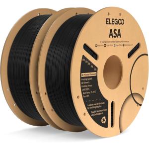 imageELEGOO ASA Filament 175mm Black 2KG UV ampamp Weather Resistant 3D Printer Filament Perfect for Outdoor Functional Parts Dimensional Accuracy  002mm 2 Pack 1kg Spool 22lbs21kg Black