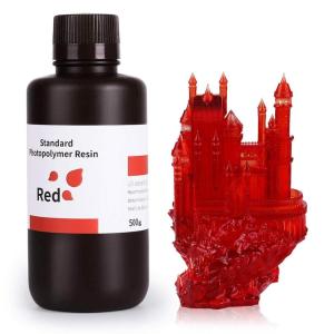 imageELEGOO Upgraded 8K Standard Photopolymer 3D Printer Resin 405nm UVCuring Resin Best for 8K12K14K Saturn MSLA DLP LCD 3D Printing Space Grey 1000GClear Red