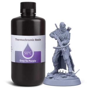 imageELEGOO Upgraded 8K Standard Photopolymer 3D Printer Resin 405nm UVCuring Resin Best for 8K12K14K Saturn MSLA DLP LCD 3D Printing Space Grey 1000GGrey to Purple