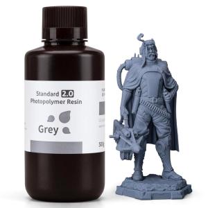 imageELEGOO Upgraded 8K Standard Photopolymer 3D Printer Resin 405nm UVCuring Resin Best for 8K12K14K Saturn MSLA DLP LCD 3D Printing Space Grey 1000GGrey 20