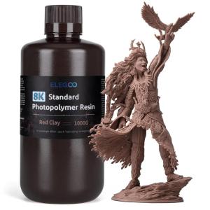imageELEGOO Upgraded 8K Standard Photopolymer 3D Printer Resin 405nm UVCuring Resin Best for 8K12K14K Saturn MSLA DLP LCD 3D Printing Space Grey 1000GRed Clay 8K