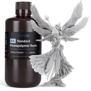 imageELEGOO Upgraded 8K Standard Photopolymer 3D Printer Resin 405nm UVCuring Resin Best for 8K12K14K Saturn MSLA DLP LCD 3D Printing Space Grey 1000GWhite Smoke 8K