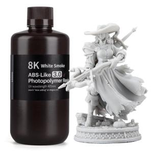 imageELEGOO ABSLike 8K 3D Printer Resin 30 405nm Photopolymer Resin for Mars Saturn Jupiter MSLA DLP LCD 3D Printing with Strength and Toughness High Precision Low Viscosity Red Clay 1000gWhite Smoke