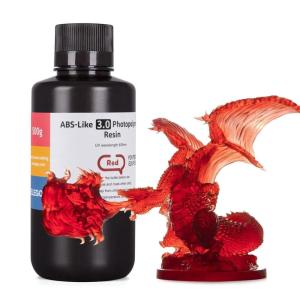 imageELEGOO ABSLike 8K 3D Printer Resin 30 405nm Photopolymer Resin for Mars Saturn Jupiter MSLA DLP LCD 3D Printing with Strength and Toughness High Precision Low Viscosity Red Clay 1000gClear Red
