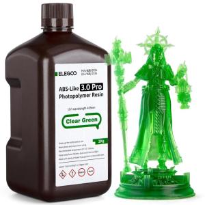 imageELEGOO ABSLike Resin 30 Pro Higher ScratchResistance 3D Printing Photopolymer Resin 405nm UV Resin for MSLADLPLCD Printers Fast Curing High Precision NonBrittle Beige 2000gClear Green