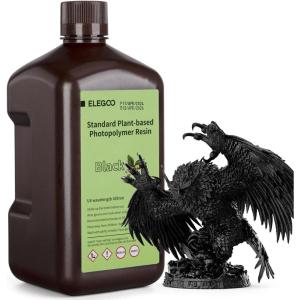imageELEGOO Standard PlantBased 3D Printer Resin with Low Odor and High Precision 405nm UV Curing Resin for Mars Saturn Jupiter MSLA DLP LCD 3D Printing  Clear Green 2000gBlack