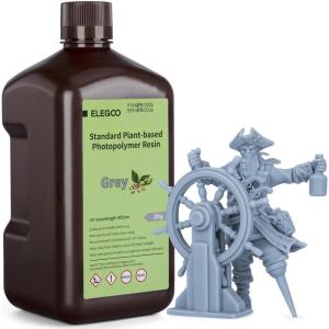 imageELEGOO Standard PlantBased 3D Printer Resin with Low Odor and High Precision 405nm UV Curing Resin for Mars Saturn Jupiter MSLA DLP LCD 3D Printing  Clear Green 2000gGrey