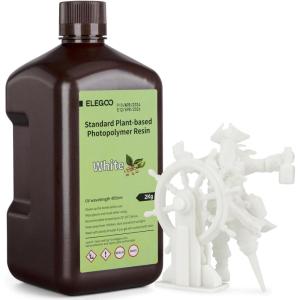imageELEGOO Standard PlantBased 3D Printer Resin with Low Odor and High Precision 405nm UV Curing Resin for Mars Saturn Jupiter MSLA DLP LCD 3D Printing  Clear Green 2000gWhite