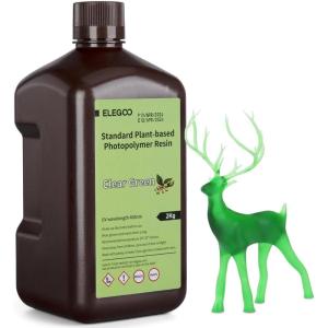 imageELEGOO Standard PlantBased 3D Printer Resin with Low Odor and High Precision 405nm UV Curing Resin for Mars Saturn Jupiter MSLA DLP LCD 3D Printing  Clear Green 2000gClear Green