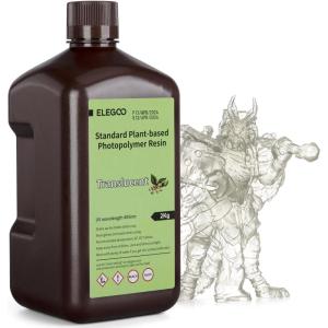 imageELEGOO Standard PlantBased 3D Printer Resin with Low Odor and High Precision 405nm UV Curing Resin for Mars Saturn Jupiter MSLA DLP LCD 3D Printing  Clear Green 2000gTranslucent