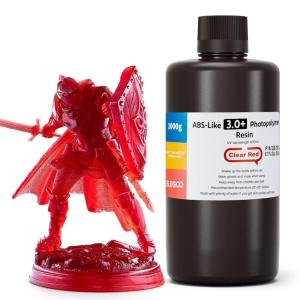 imageELEGOO ABSLike 30 3D Printer Resin Grey 2000g High HeatResistance 3D Printing Resin Lower Viscosity and Shrinkage 405nm LCD UVCuring for MSLALCDDLP 3D PrinterTransparent Red