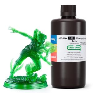 imageELEGOO ABSLike 30 3D Printer Resin Grey 2000g High HeatResistance 3D Printing Resin Lower Viscosity and Shrinkage 405nm LCD UVCuring for MSLALCDDLP 3D PrinterTransparent Green