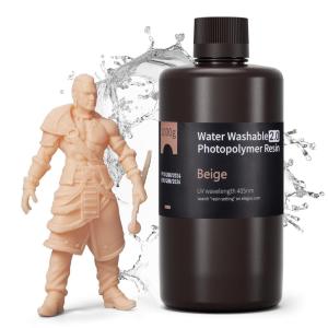 imageELEGOO Water Washable 3D Printer Resin 20 405nm UVCuring 3D Resin with Lower Viscosity Higher Toughness Compatible with Saturn Mars Jupiter MSLA DLP LCD 3D Printers Beige 1000gBeige