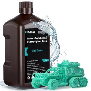 imageELEGOO Water Washable 3D Printer Resin 20 Fast Curing Photopolymer Resin for Mars Saturn Jupiter MSLA DLP LCD 3D Printing 385405nm UV Curing 3D Printing Liquid Yellow 2000gMint Green