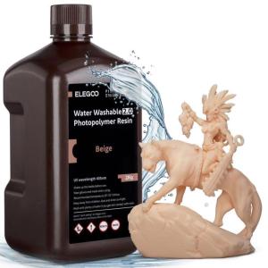 imageELEGOO Water Washable 3D Printer Resin 20 Fast Curing Photopolymer Resin for Mars Saturn Jupiter MSLA DLP LCD 3D Printing 385405nm UV Curing 3D Printing Liquid Ceramic Grey 2000gBeige