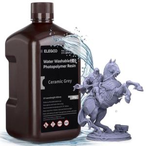 imageELEGOO Water Washable 3D Printer Resin 20 Fast Curing Photopolymer Resin for Mars Saturn Jupiter MSLA DLP LCD 3D Printing 385405nm UV Curing 3D Printing Liquid Yellow 2000gCeramic Grey