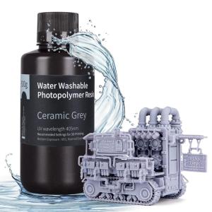 imageELEGOO Water Washable 3D Printer Resin LCD UVCuring Resin 405nm Standard Photopolymer Resin for Mars Saturn Jupiter MSLA DLP LCD 3D Printing 1000Gram BeigeCeramic Grey
