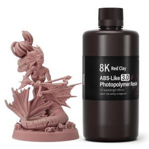 imageELEGOO ABSLike 30 3D Printer Resin Black 1000g High Precise Printing Resin Upgraded Strength and Toughness 405nm LCD UVCuring for MSLALCDDLP 3D PrinterRed Clay