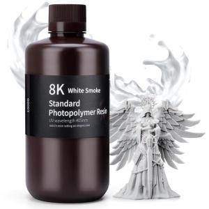 imageELEGOO Standard 8K 3D Printer Resin 1000g Grey 405nm Highest Precision Resin Rapid Printing Low Shrinkage UVCuring for 8K12K14K High Resolution LCD 3D Printer8K White Smoke 1000g