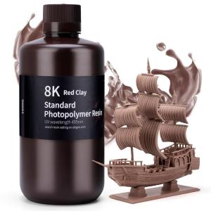 imageELEGOO Standard 8K 3D Printer Resin 1000g Grey 405nm Highest Precision Resin Rapid Printing Low Shrinkage UVCuring for 8K12K14K High Resolution LCD 3D Printer8K Red Clay 1000g