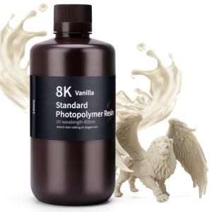 imageELEGOO Standard 8K 3D Printer Resin 1000g Grey 405nm Highest Precision Resin Rapid Printing Low Shrinkage UVCuring for 8K12K14K High Resolution LCD 3D Printer8K Vanilla 1000g