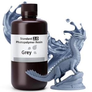 imageELEGOO Standard 8K 3D Printer Resin 1000g Grey 405nm Highest Precision Resin Rapid Printing Low Shrinkage UVCuring for 8K12K14K High Resolution LCD 3D PrinterGrey 1000g 20