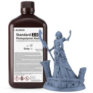 imageELEGOO Standard 8K 3D Printer Resin 1000g White Smoke 405nm Highest Precision Resin Rapid Printing Low Shrinkage UVCuring for 8K12K14K High Resolution LCD 3D PrinterGrey 2000g 20