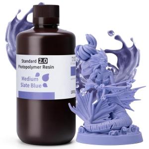 imageELEGOO Standard 8K 3D Printer Resin 1000g White Smoke 405nm Highest Precision Resin Rapid Printing Low Shrinkage UVCuring for 8K12K14K High Resolution LCD 3D PrinterMedium Slate Blue
