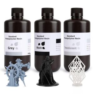 imageELEGOO Standard Photopolymer 3D Printer Resin 405nm UV Curing Photopolymer Resina for Mars Saturn Jupiter MSLA DLP LCD Impresora with High Precision Grey  Black  Translucent 3000gMulticolored