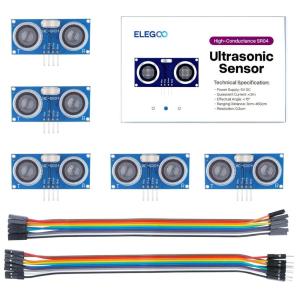 imageELEGOO 5PCS HCSR04 Ultrasonic Module Distance Sensor Compatible with Arduino UNO MEGA Nano Robot XBee ZigBee