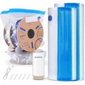 imageELEGOO Filament Storage Bags 20 Bags Vacuum Sealed Dust Proof Humidity Resistant Perfect for 3D Printer Filament Storage and Keep Filament Dry 138x126 inch No Pump Included30 Bags with Auto Pump