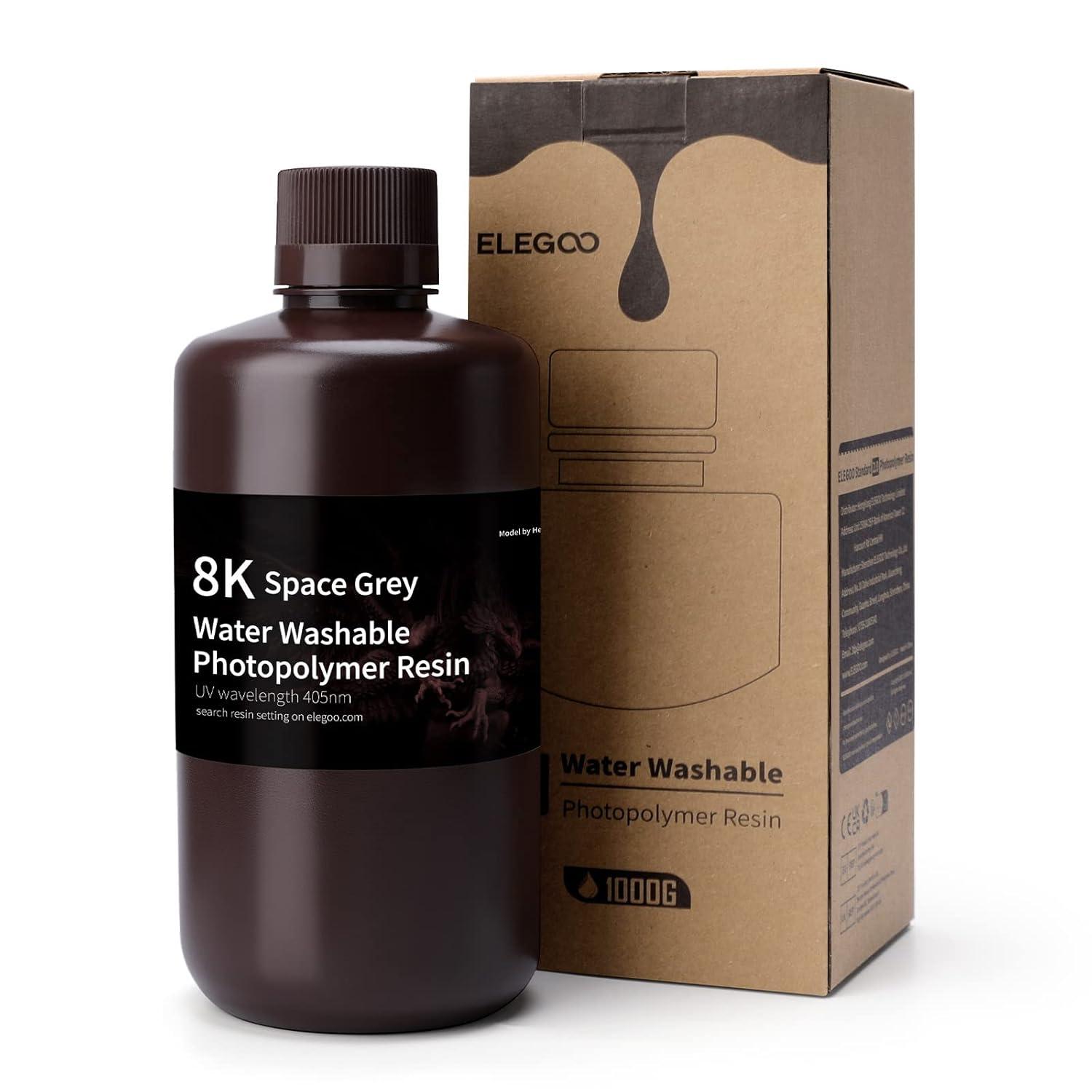 imageELEGOO Water Washable 3D Printer Resin 1kg Mint Green Rapid Precise Printing Resin 405nm Curing Resin for LCD 3D Printer8K Grey 1000g